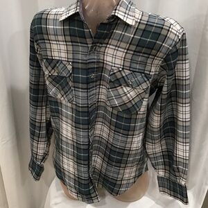 Classic Green and White Plaid Button-Down Shirt